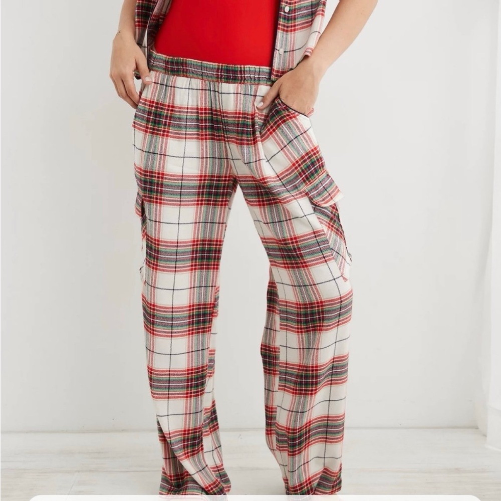 NWT Aerie Flannel Cargo Skater Pajama Pant small long